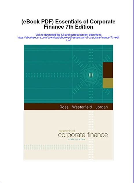 corporate finance essentials 7th Ebook Reader