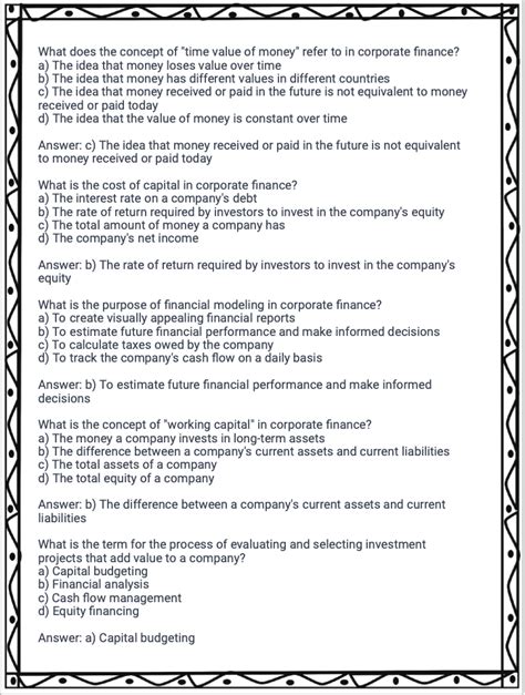 corporate finance multiple choice questions and answers PDF
