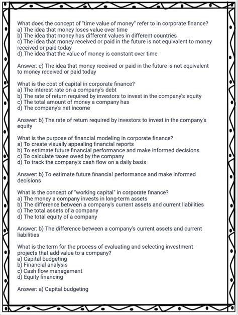 corporate finance multiple choice questions and answers PDF