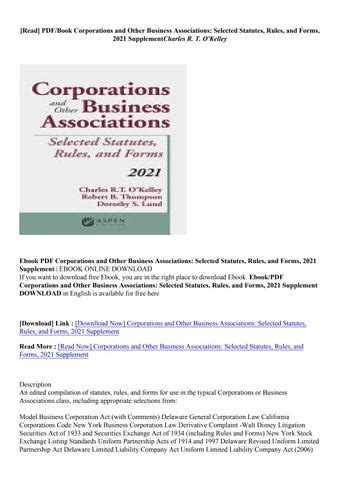 corporations and other business associations selected statutes rules and forms supplement Reader