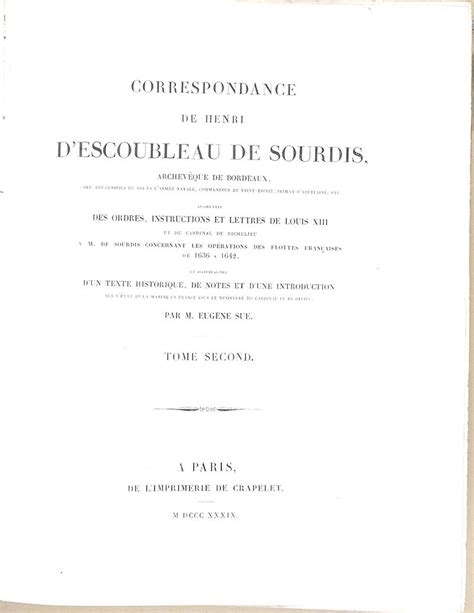 correspondance henri descoubleau sourdis vol Epub