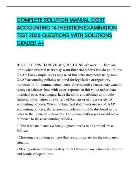 cost accounting 14th edition exercise solutions PDF
