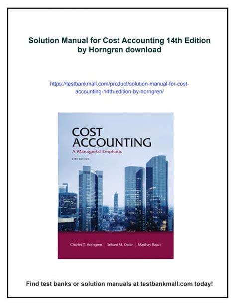 cost accounting 14th edition solution Epub
