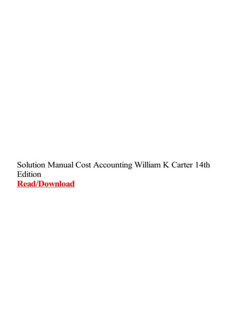 cost accounting carter solution 14 edition Epub