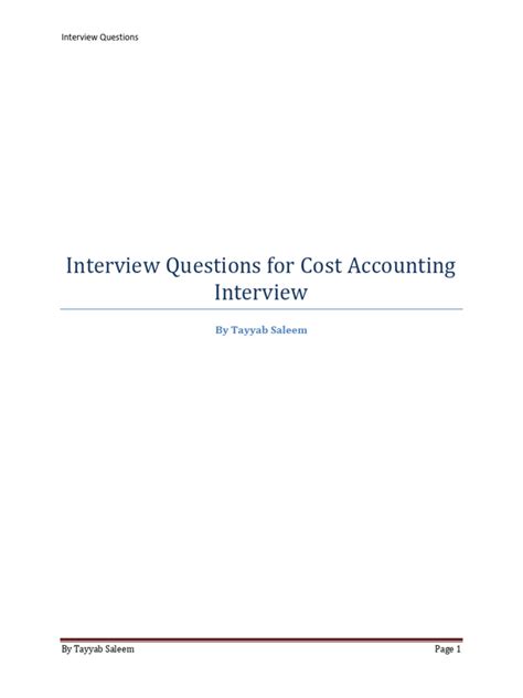 cost accounting interview questions Epub