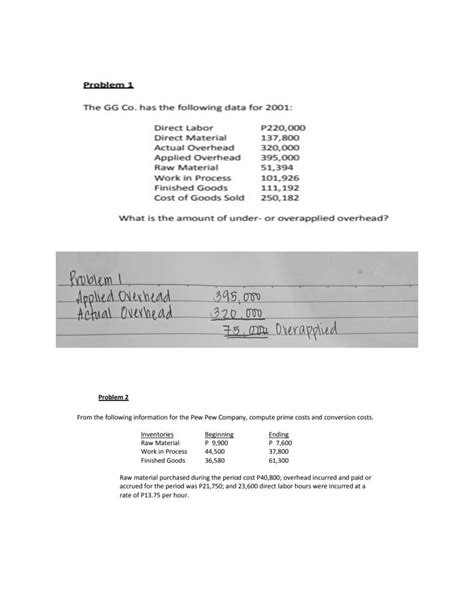 cost accounting sample problems Doc