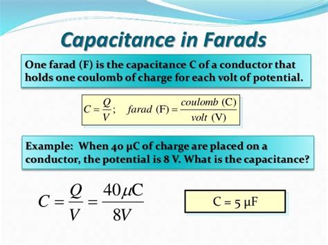 coulomb to farad