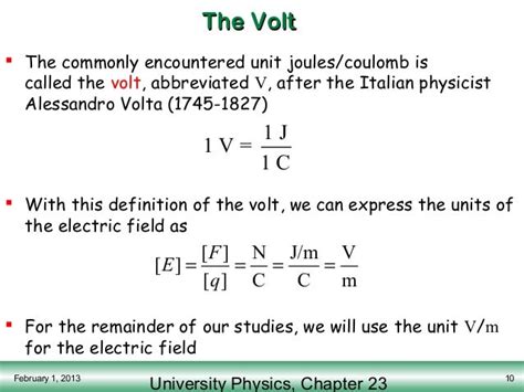 coulomb to volts