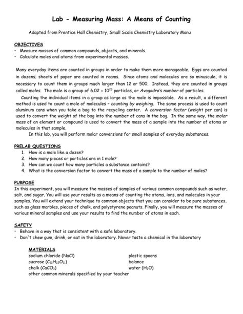 counting by measuring mass lab answer key Reader