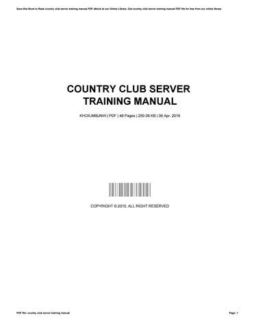 country club server training manual pdf Ebook Epub