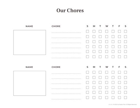 Couples Chore Chart Template