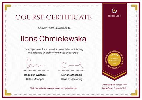 Course Certificate Template