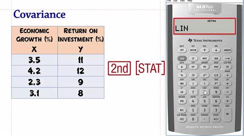 covariance in calculator