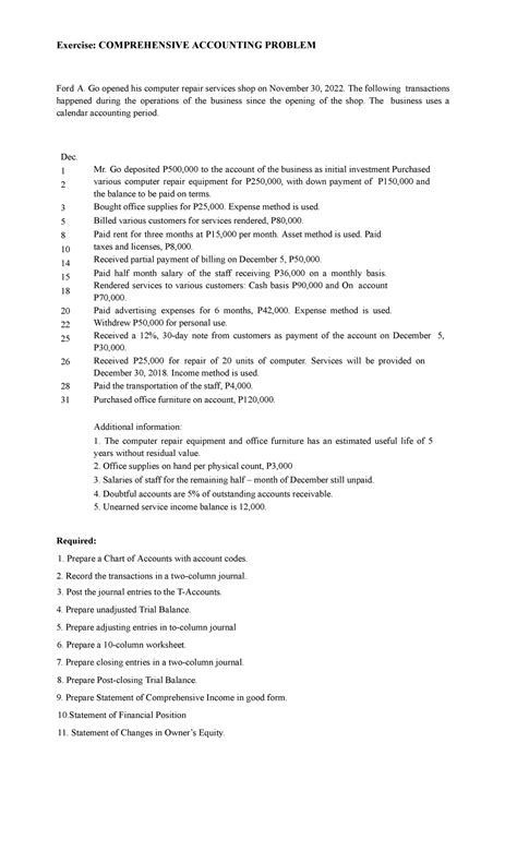 cp10 accounting comprehensive problem Kindle Editon