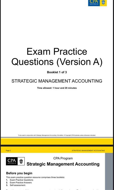 cpa australia strategic management accounting exam questions PDF