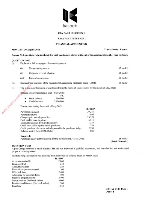 cpa past papers kenya Doc