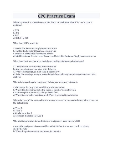 cpc practice exam answers Doc