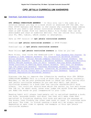 cpd jetala curriculum answers Epub