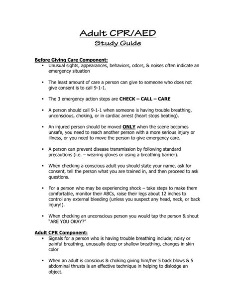 cpr and aed study guide Doc