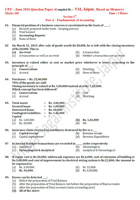 cpt exam question papers Doc
