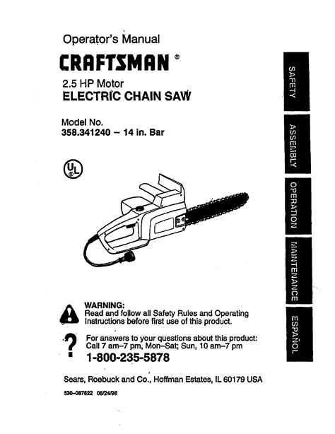 craftsman 14 electric chainsaw manual PDF