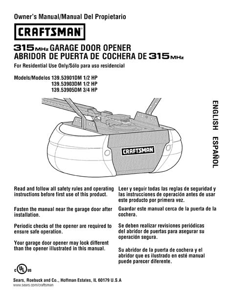 craftsman 3 4 hp garage door opener manual Doc