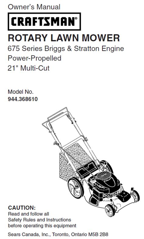 craftsman 675 lawn mower owners manual Reader