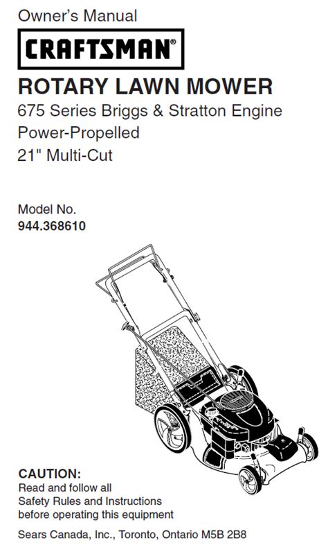 craftsman 675 series lawn mower manual PDF