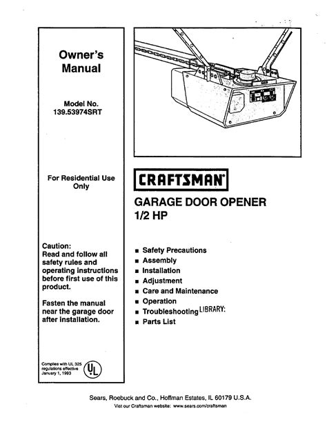 craftsman door opener manual 1 2 hp Kindle Editon