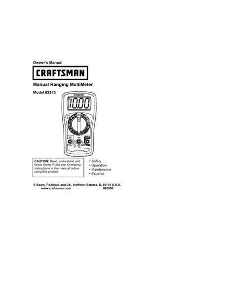 craftsman multimeter 82345 manual Kindle Editon