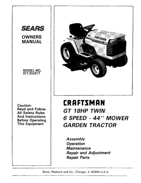 craftsman riding mower model 917 repair manual Reader