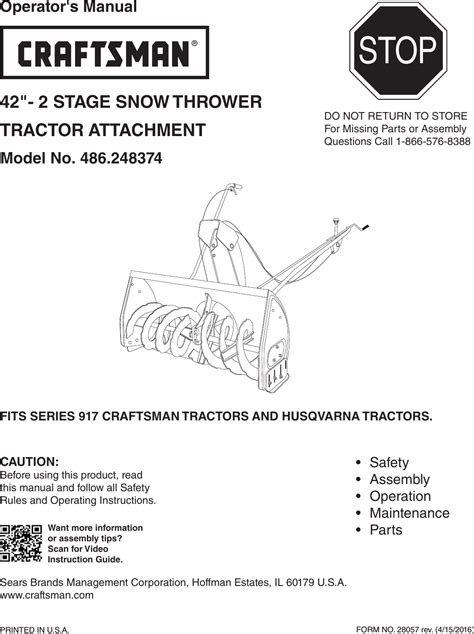 craftsman snow blower attachment user manual Reader