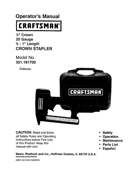 craftsman staple gun user manual Reader