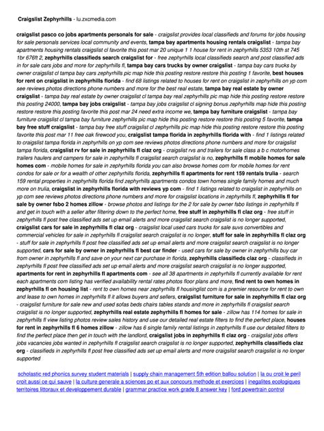 craigslist zephyrhills Kindle Editon