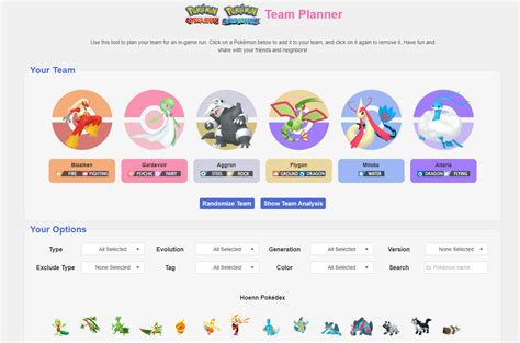 create a pokemon team