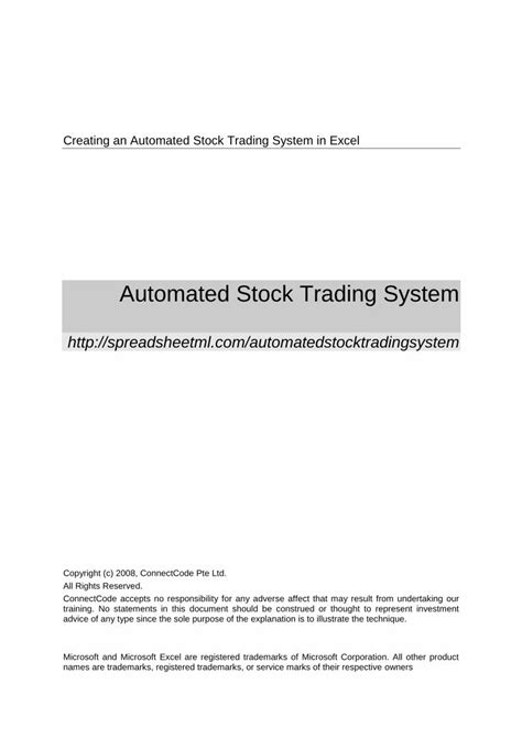 creating an automated stock trading system in excel pdf Doc