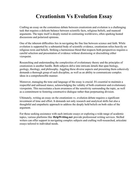 creation vs evolution essay research paper PDF