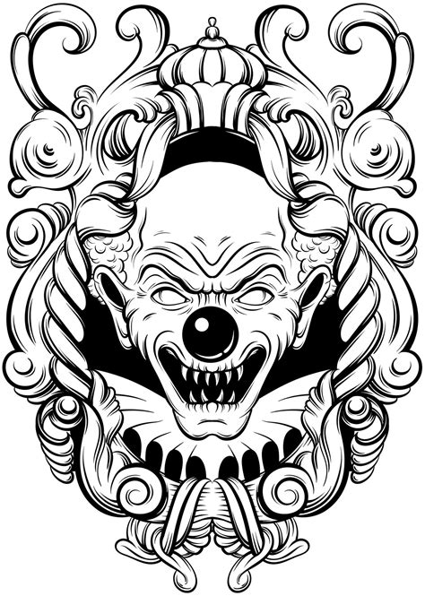creatures clowning around horror coloring PDF