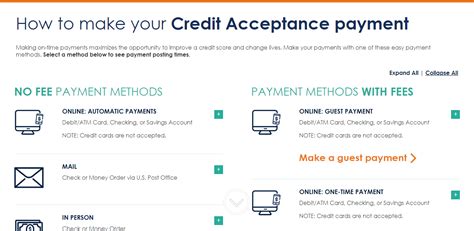 credit acceptance make a payment