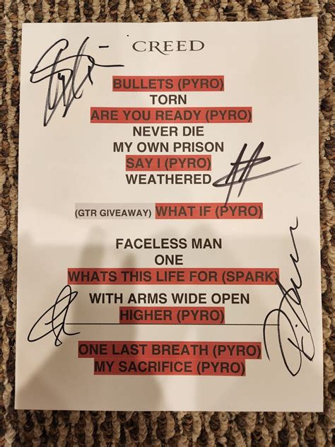 creed setlist