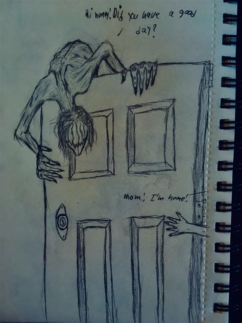 creepy things scary door drawing easy