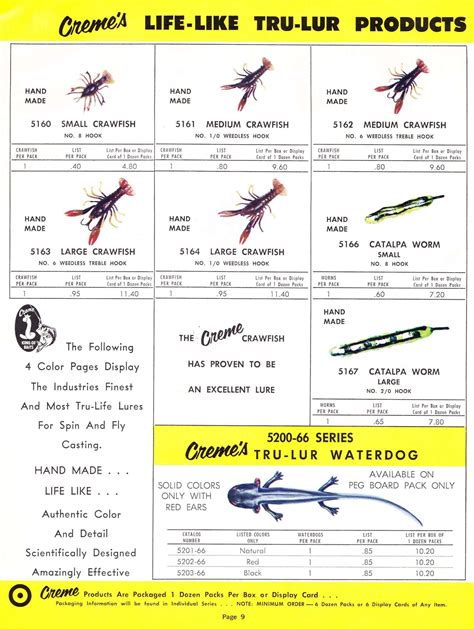 Creme Lure Catalog