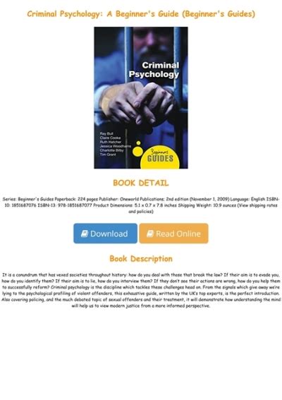 criminal psychology a beginner s guide beginner s guides pdf Doc