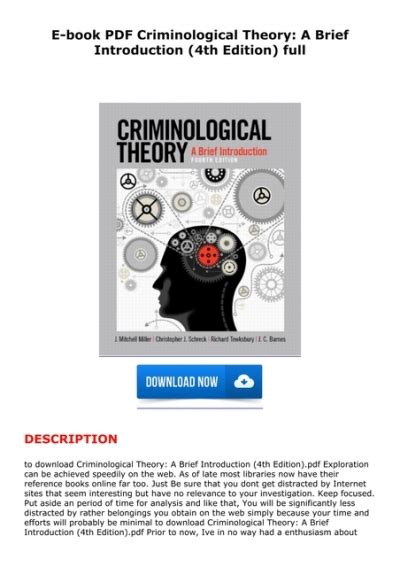 criminological theory a brief introduction 4th edition Epub