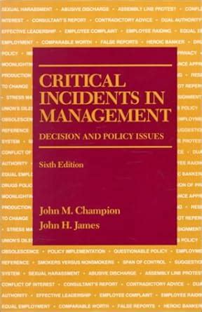 critical incidents in management decision and policy issues Epub