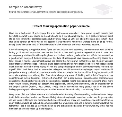 critical thinking application paper Reader