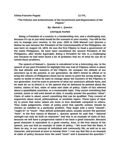 critique paper sample psychology Reader