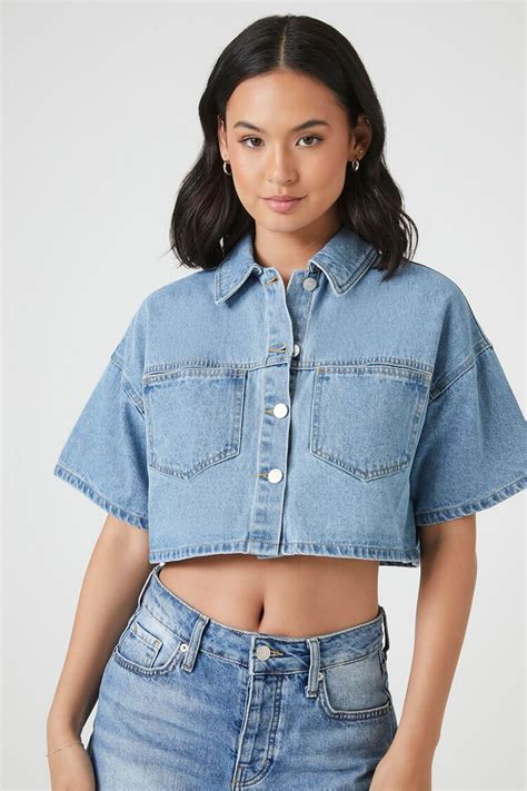 crop denim shirt