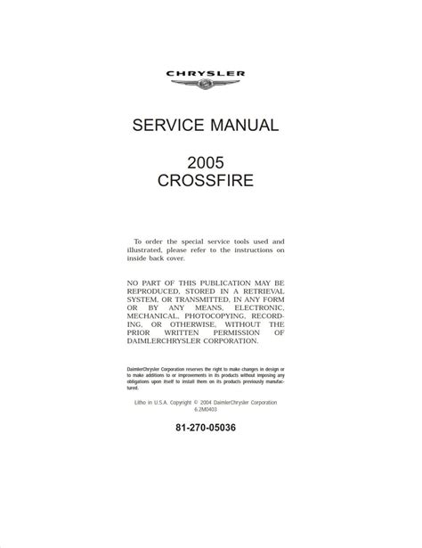 crossfire service manual Kindle Editon