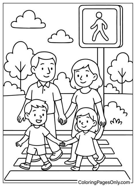 crosswalk safety coloring page PDF